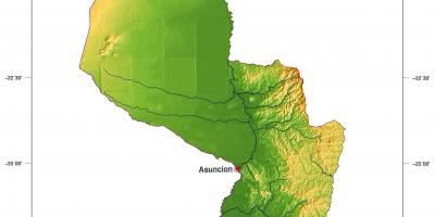 Mapa ng pisikal na Paraguay