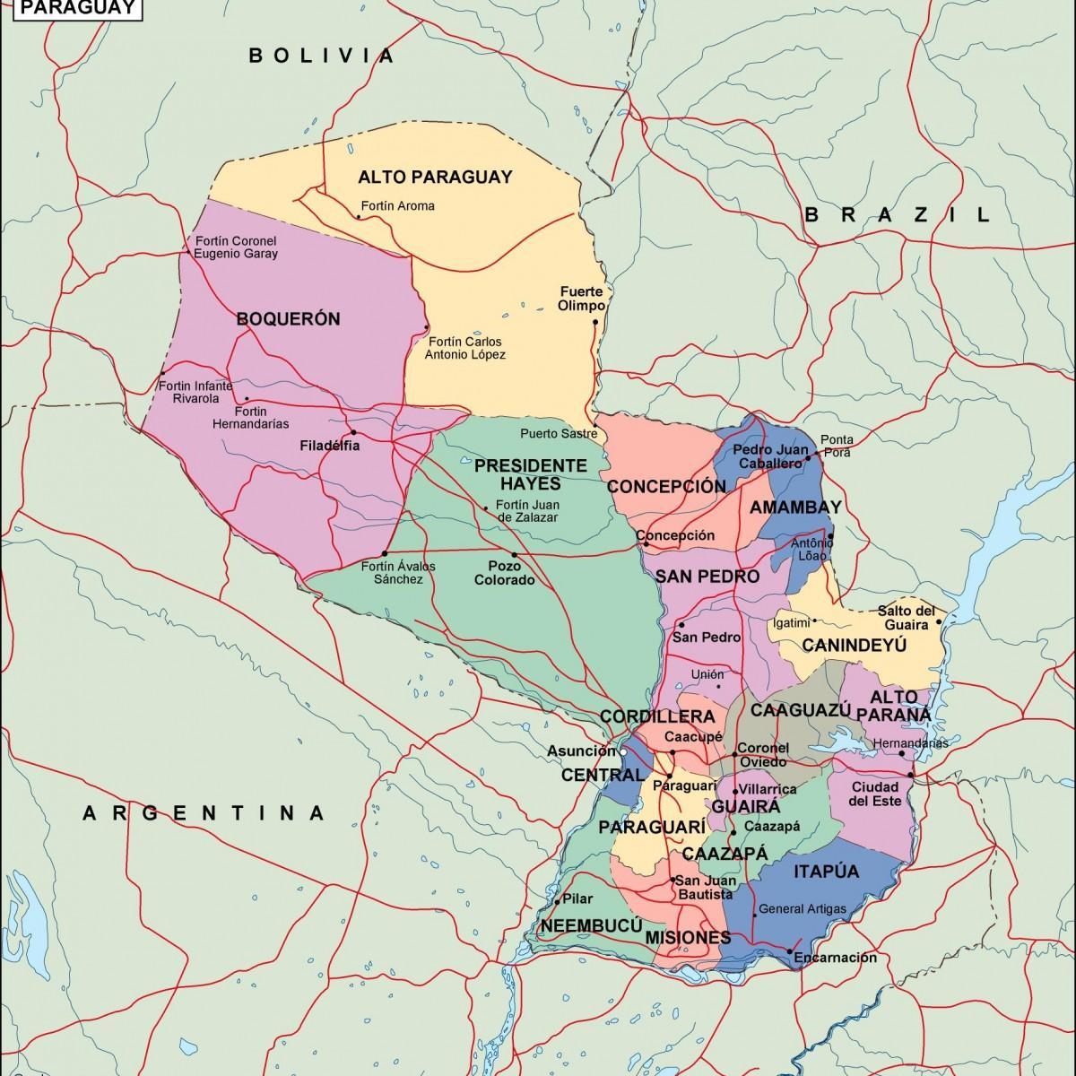 Mapa ng pampulitika Paraguay